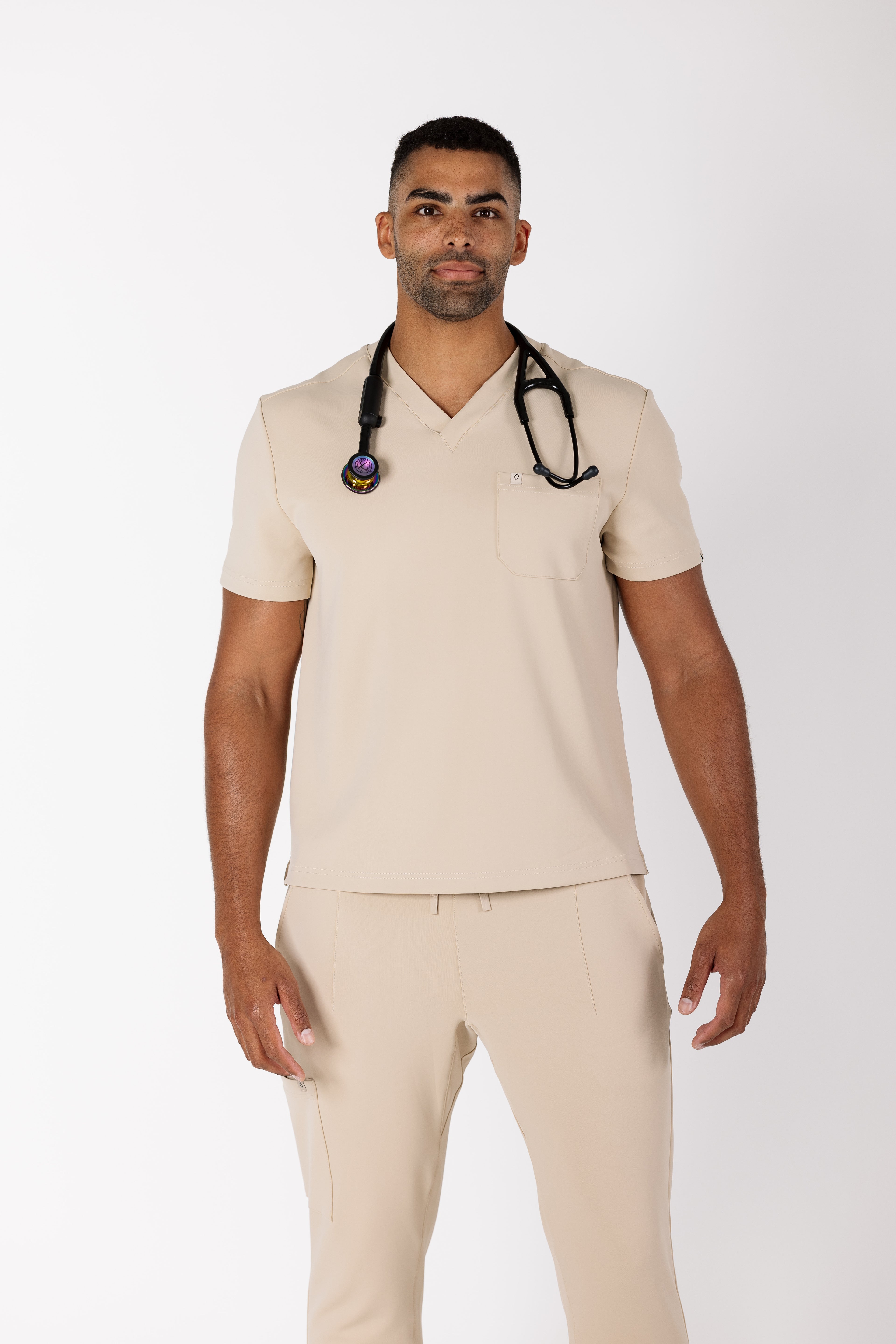 Roberto Core Top men's premium scrub top in Desert Dune