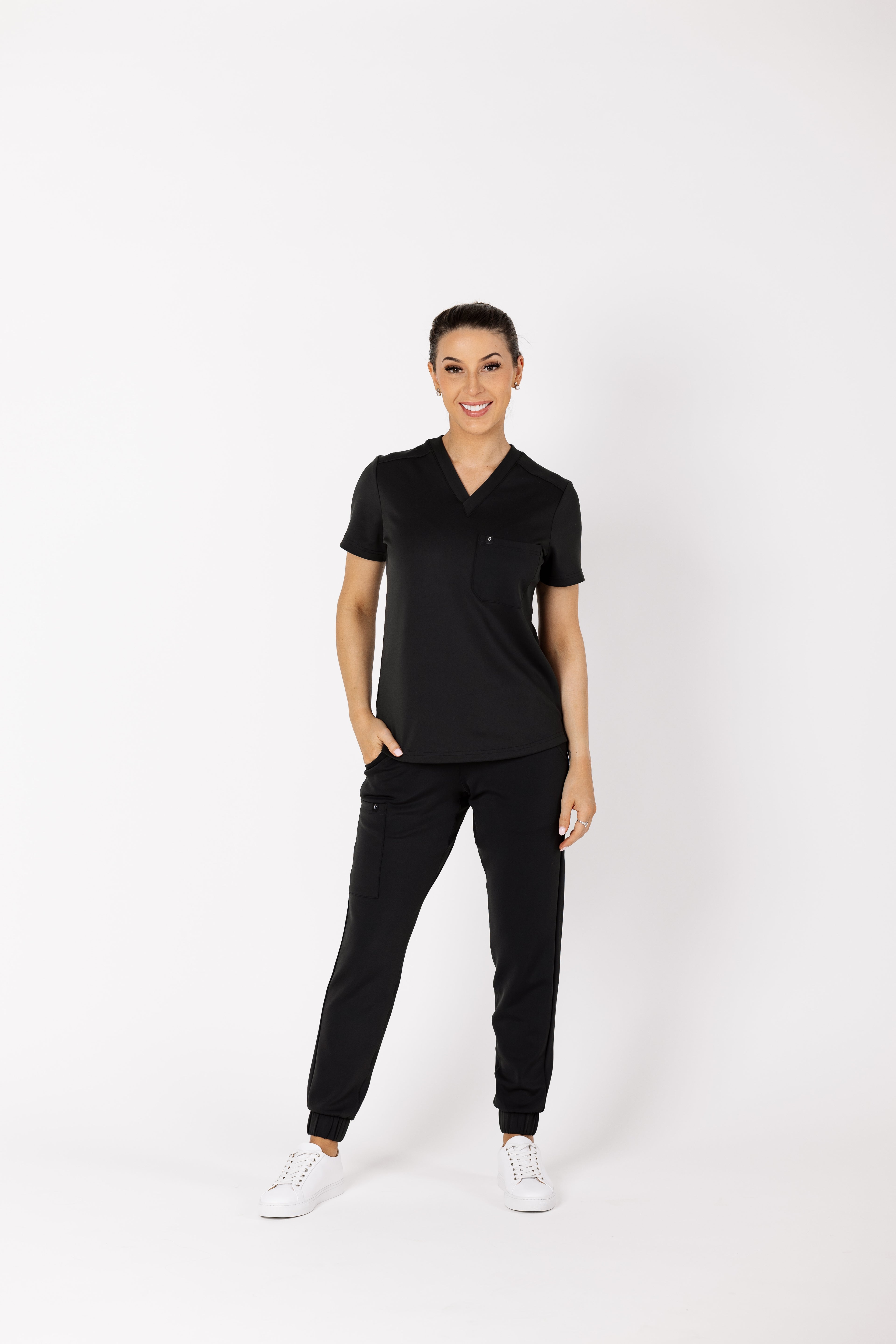 Women's Precision Jogger premium scrub pants in Jet Black