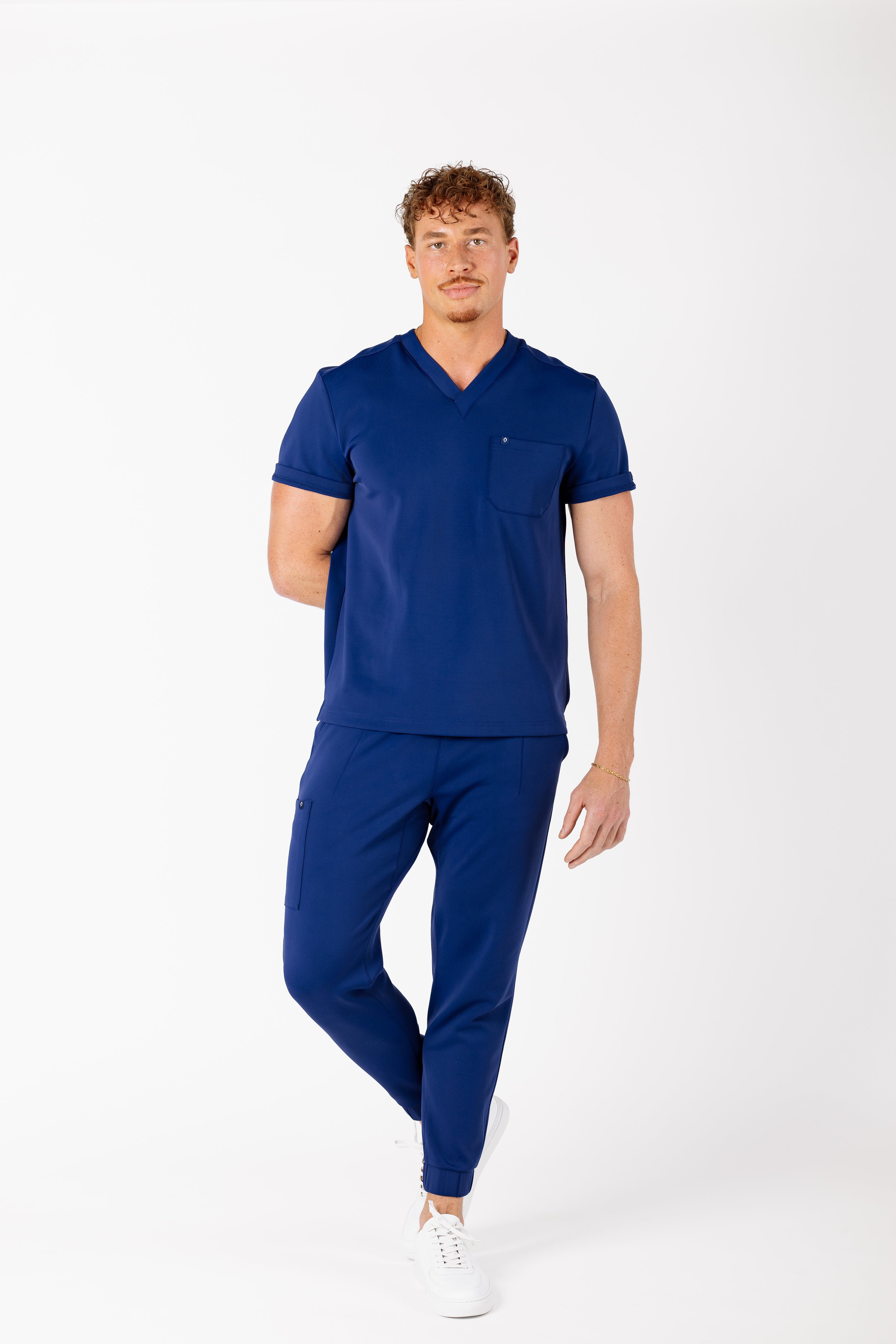 Roberto Core Top men's premium scrub top in Ionic Blue