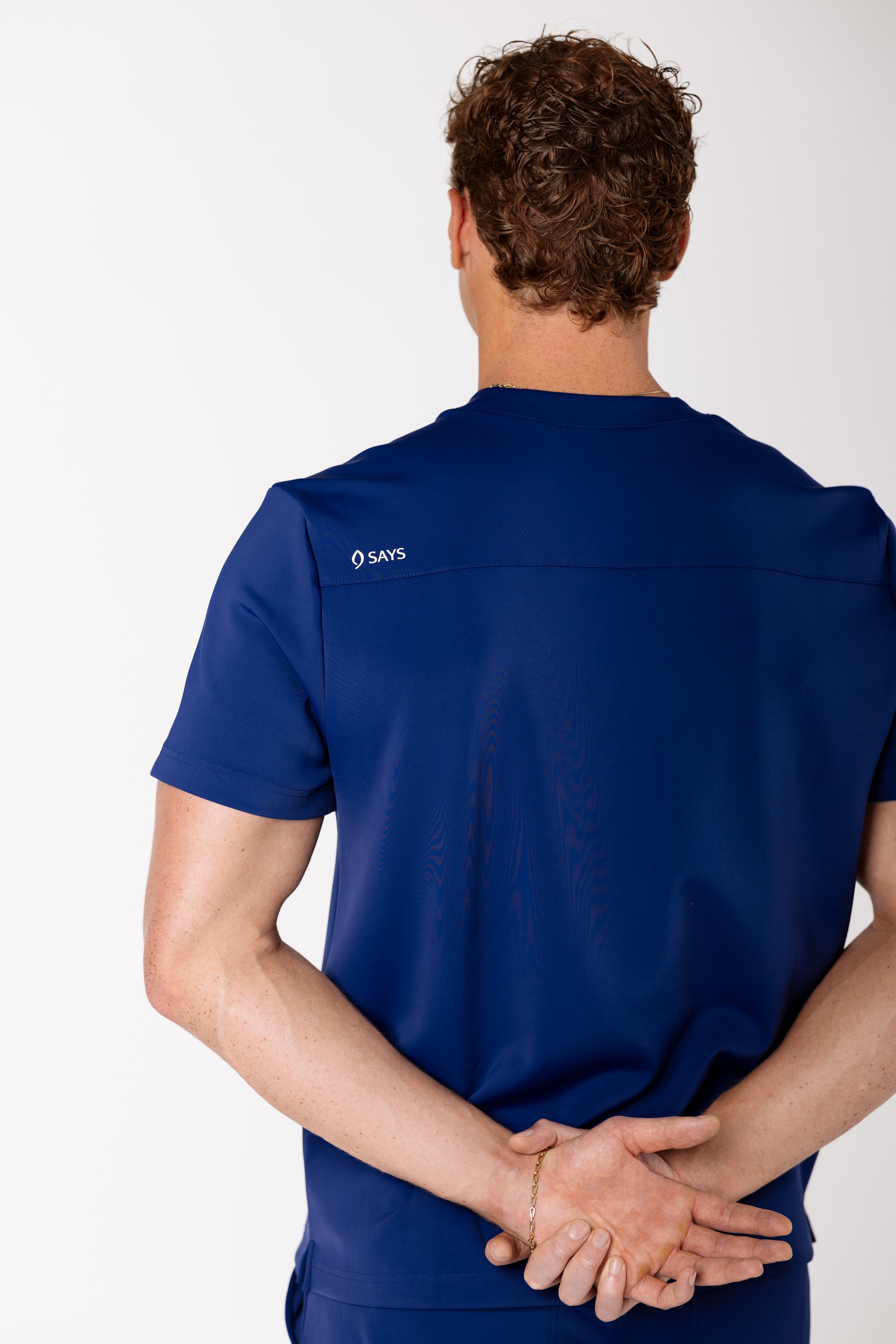 Roberto Core Top men's premium scrub top in Ionic Blue