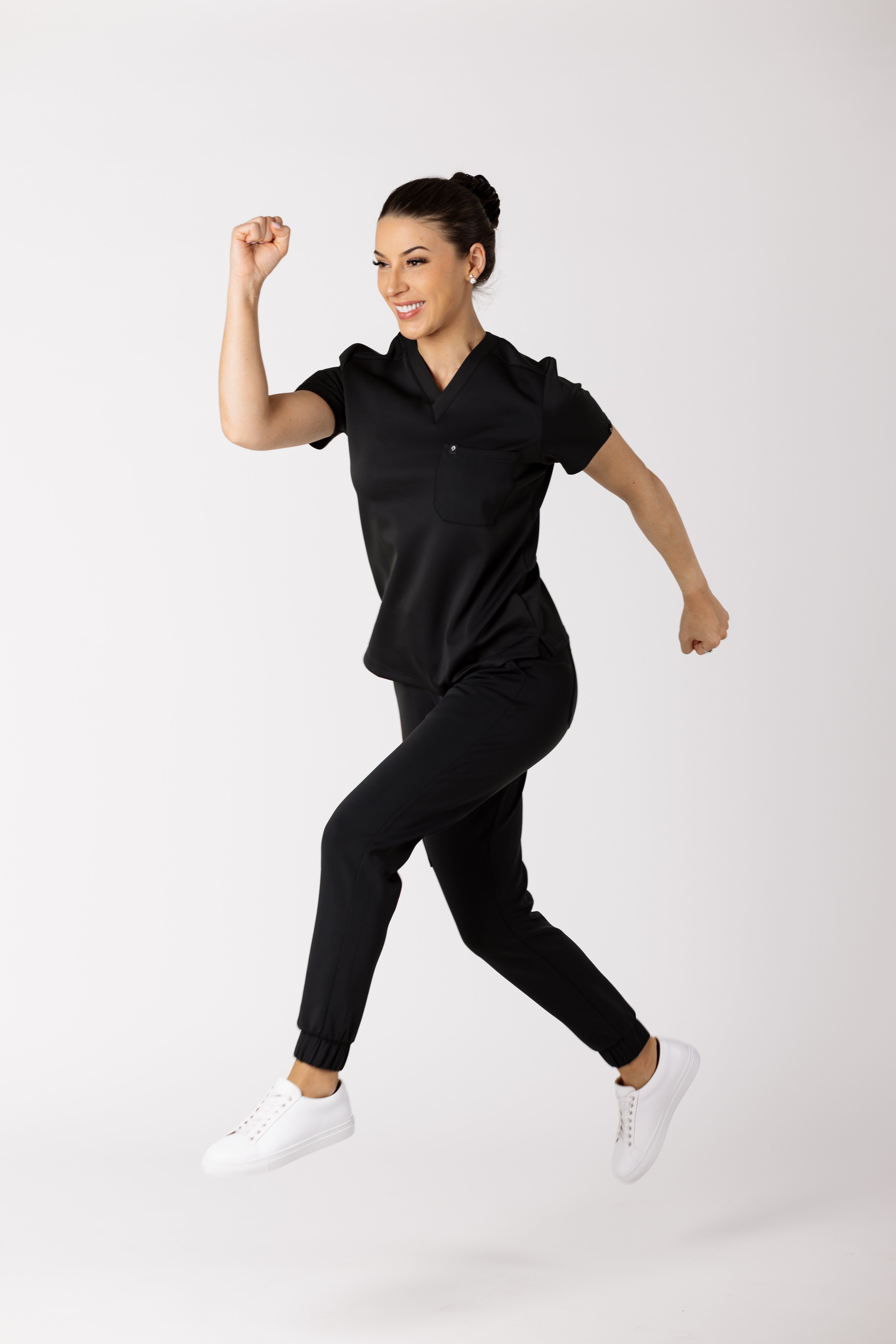 SAYS scrubs Jet Black women's precision jogger and Amber Core Scrub Top