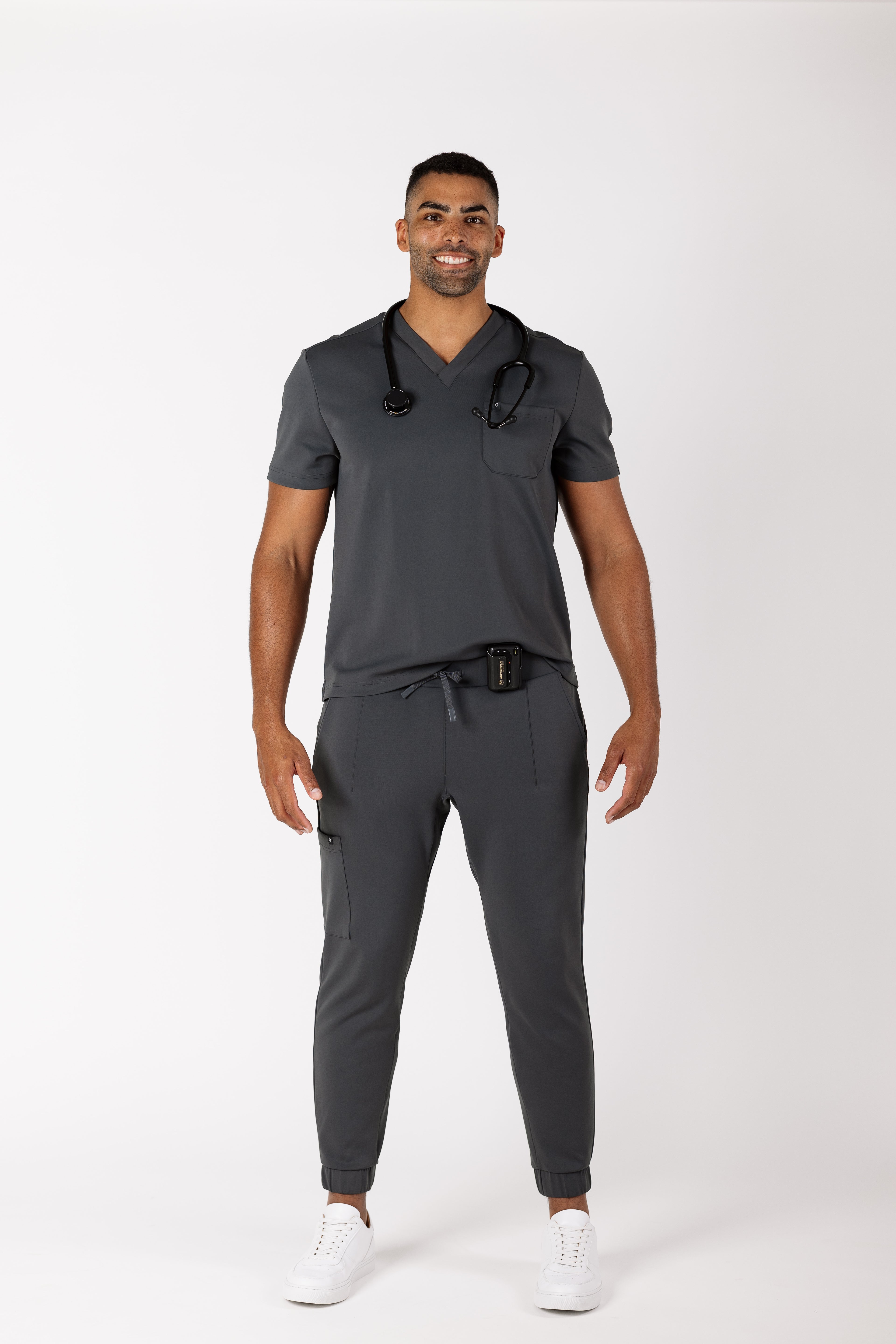 Roberto Core Top men's premium scrub top in Tech Gray