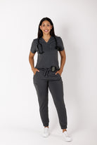Amber Core Top women's premium scrub top in Tech Gray