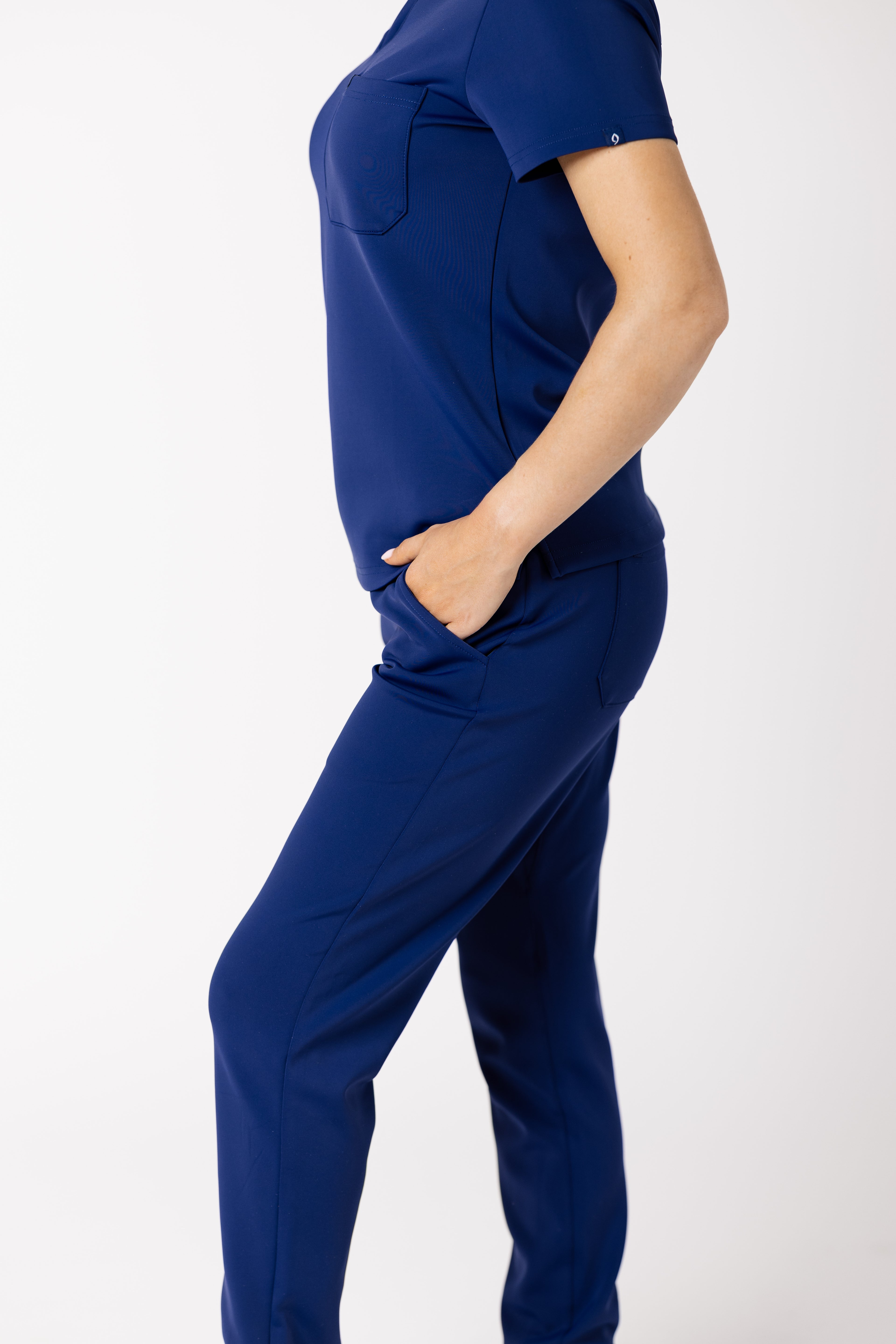 Amber Core Top women's premium scrub top in Ionic Blue